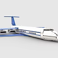 Blue and White Building Blocks Airplane Model With Detailed Wings Fuselage and Tail