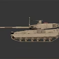 3D Rendering Of Military Tank With Desert Camouflage Turret Cannon And Tracks