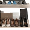 Trendy Gucci Shoes Featuring Loafers High Heels On Shelves With Branded Boxes And Shopping Bags