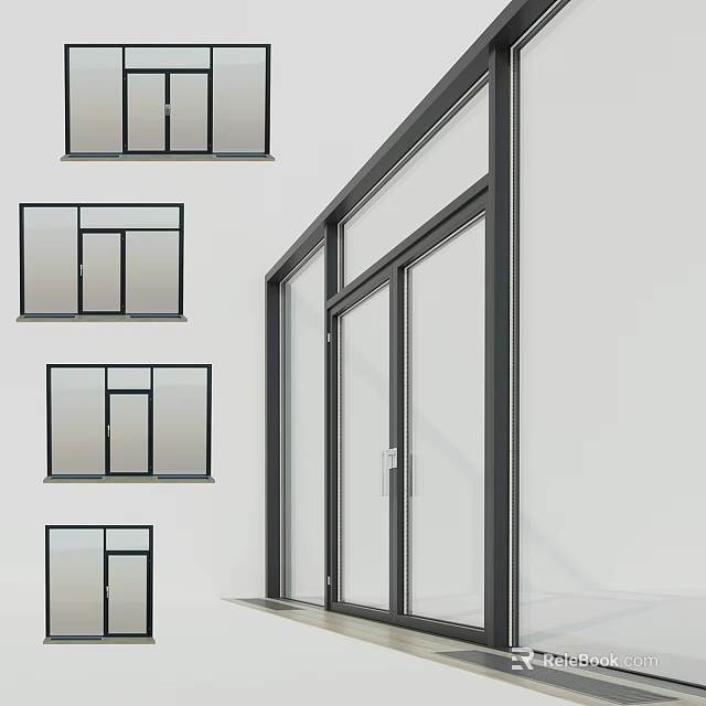 Modern Casement Windows With Black Frames And Transparent Glass On Building Exterior 3d model 