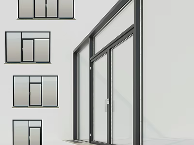 Modern Casement Windows With Black Frames And Transparent Glass On Building Exterior 3d model