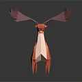Modern Low Poly Decorative Ornament Set with Deer Shape Antlers and Red Dark Pink Colors