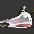 Stylish High Top Athletic Shoes Featuring Pink White Colorway Black Laces And Modern Design Details