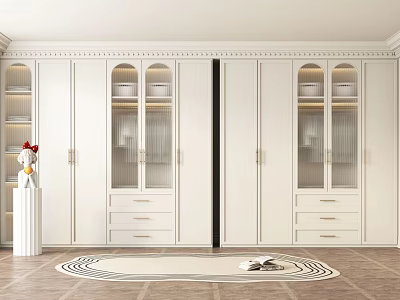 Elegant Modern White Wardrobe With Glass Doors And Drawers Interior Design 3d model