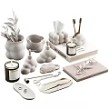 Minimalist White Decorative Ornament Set With Green Plants Candle Tissue Holder Tray And Book