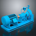 Blue Industrial Mechanical Pump System With Motor And Pipe Components On Stable Base 3d model