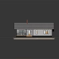 Modern White House With Blue Roof And Solar Panels Red Chimney Windows And Front Steps