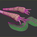 Two Fresh Parsnip Roots With Vibrant Green Leaves On Dark Background