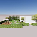 Courtyard Garden Design With Curved Stone Path Green Lawn Bamboo And Flowering Bushes
