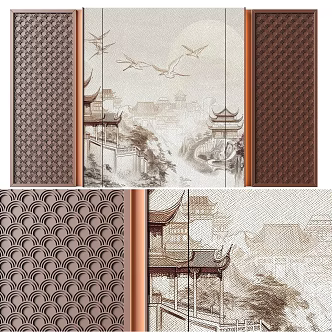 Chinese background wall 3d model