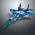 Blue Camouflage Fighter Jet Model With Detailed Paint And Military Insignia