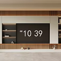 Modern TV Wall Unit With Wooden White Cabinetry Shelves Decorative Items And Minimalist Design