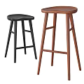 Stylish Modern Bar Stools with Black and Brown Wooden Frames 3d model