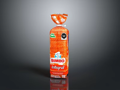 GIMBO Integral Whole Grain Bread with Orange Packaging and Brand Logo 3d model