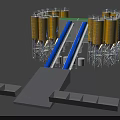 Industrial Equipment With Yellow Storage Tanks Blue Conveyor Belts And Platform Structures