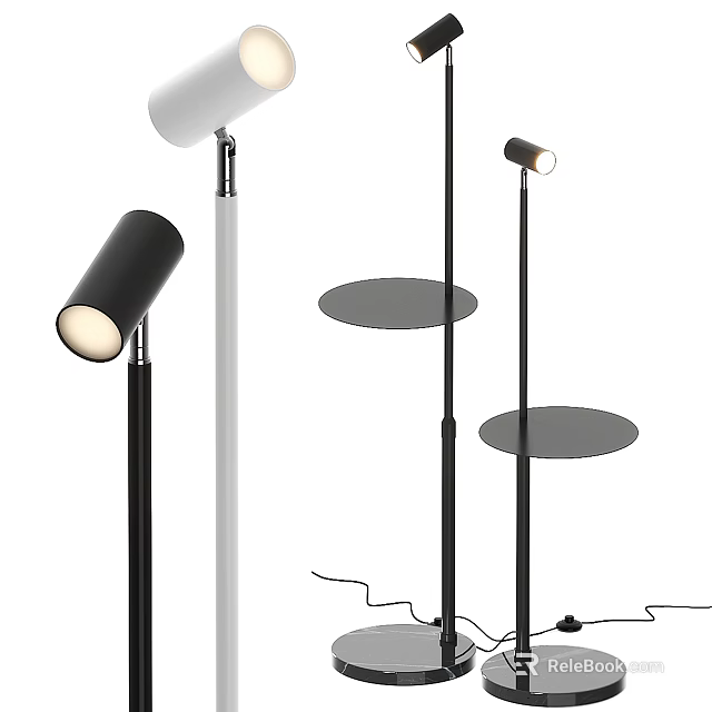 Modern Contemporary Floor Lamps With Black White Design And Tray Stand 3d model 
