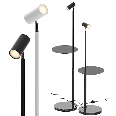 Modern Contemporary Floor Lamps With Black White Design And Tray Stand 3d model