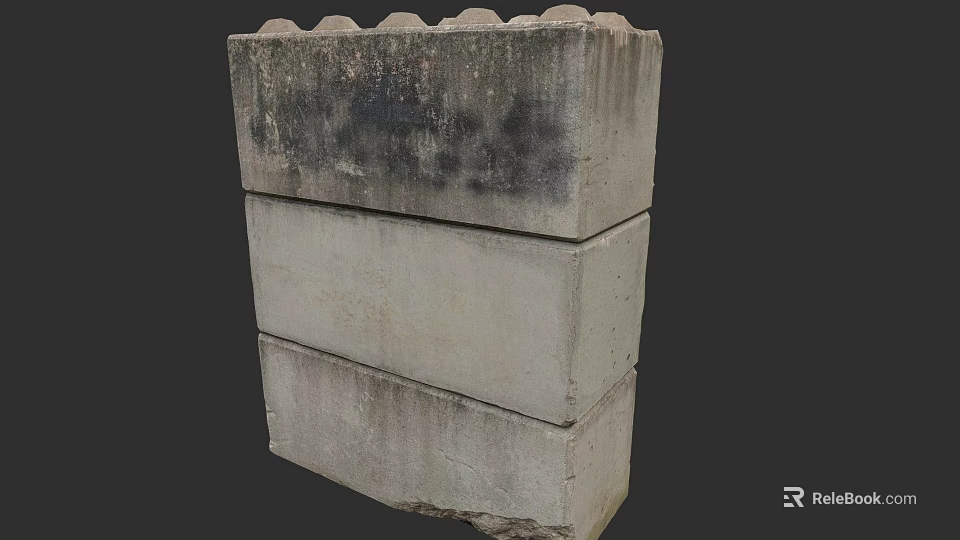 Three Stacked Concrete Blocks With Gray Rough Surface For Construction Use 3d model 