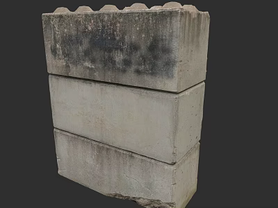 Three Stacked Concrete Blocks With Gray Rough Surface For Construction Use 3d model