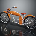 Vintage Orange And White Bicycle With Red Saddle And Large Wheels Design