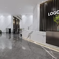 Modern Luxury Front Desk Reception Area With Marble Walls And Sofa Seating