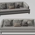 Elegant White Sofa With Multiple Patterned Cushions For Modern Living Room 3d model