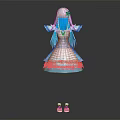 Blue And White Gradient Dress With Fluffy Skirt Wing Decoration And White Shoes