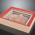 Ancient Roman Colosseum Model With Red Border Circular Arena Tiered Seats And Square Base