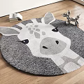 Cute Giraffe Shaped Rug Gray White Design For Kids Room Floor
