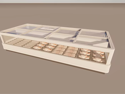 Commercial Freezer Display With Transparent Lid And Multiple Compartments For Food Storage 3d model