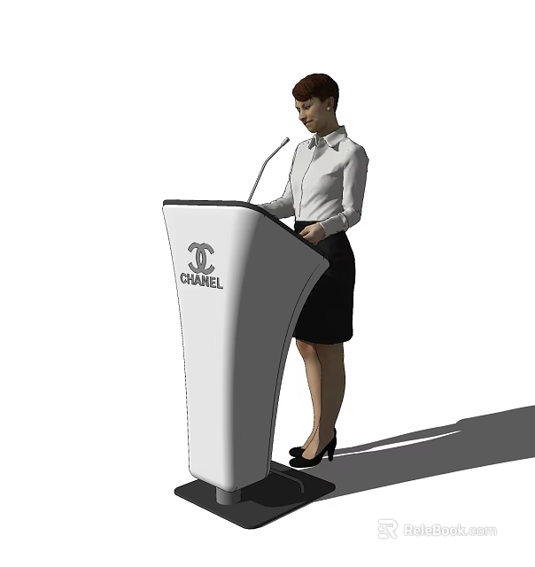 Chanel Logo Functional Podium Desk for Women in Professional Speaking Events 3d model 