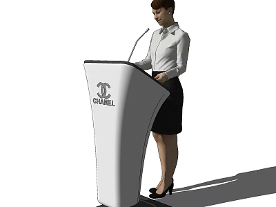 Chanel Logo Functional Podium Desk for Women in Professional Speaking Events 3d model