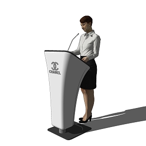 Modern podium character microphone 3d model