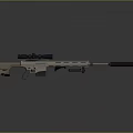 Tan Tactical Sniper Rifle With Scope And Silencer On Gray Background 3d model