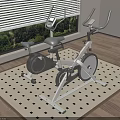 Indoor Exercise Equipment Stationary Bikes With Window Green View And Wooden Floor Mat