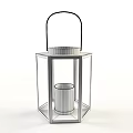 Decorative Metal Candle Lantern with Intricate Lattice Design and Burning Candle