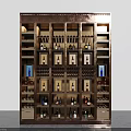 Modern Stylish Wine Cabinet With Glass Doors Shelves And Bottles