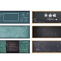 Creative Display of Musical Instruments and Art Supplies on Decorative Blackboards