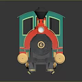 Vintage Toy Train With Red Locomotive Black Chimney Gold Bell Wheels And Green Carriage