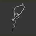 Silver Chain Flail Weapon With Spiked Metal Head And Brown Handle