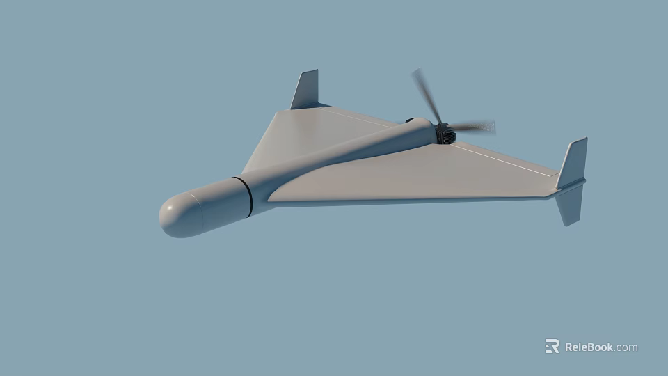Advanced Gray Military Drone With Triangular Wings Propeller And Streamlined Design 3d model 
