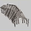 Rustic Wooden House with Thatched Roof and Log Support Beams in Traditional Rural Design