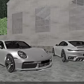 Sleek White Sports Cars Parked In Front Of Modern Building With Large Windows