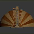 Handcrafted Wooden Lute Musical Instrument Featuring Intricate Carved Floral Patterns And Central Ornament Design