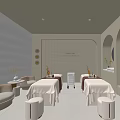 Luxury Modern Hair Beauty Salon Interior With White Sofas Massage Beds Clothing Rack And Plants