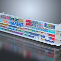 Multiple Tier Display Shelves in Retail Store Stocked With Colorful Merchandise