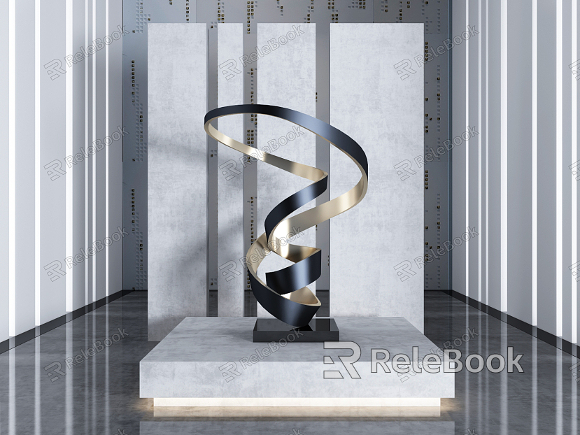 Modern sculpture ribbon sculpture model