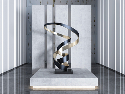 Modern sculpture ribbon sculpture 3d model