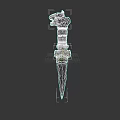 Intricate Traditional Weapon With Carved Dragon Head Handle And Sharp Blade