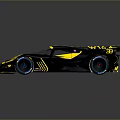 Yellow And Black Supercar With Streamlined Body Sporty Design Racing Wheels And Rear Wing